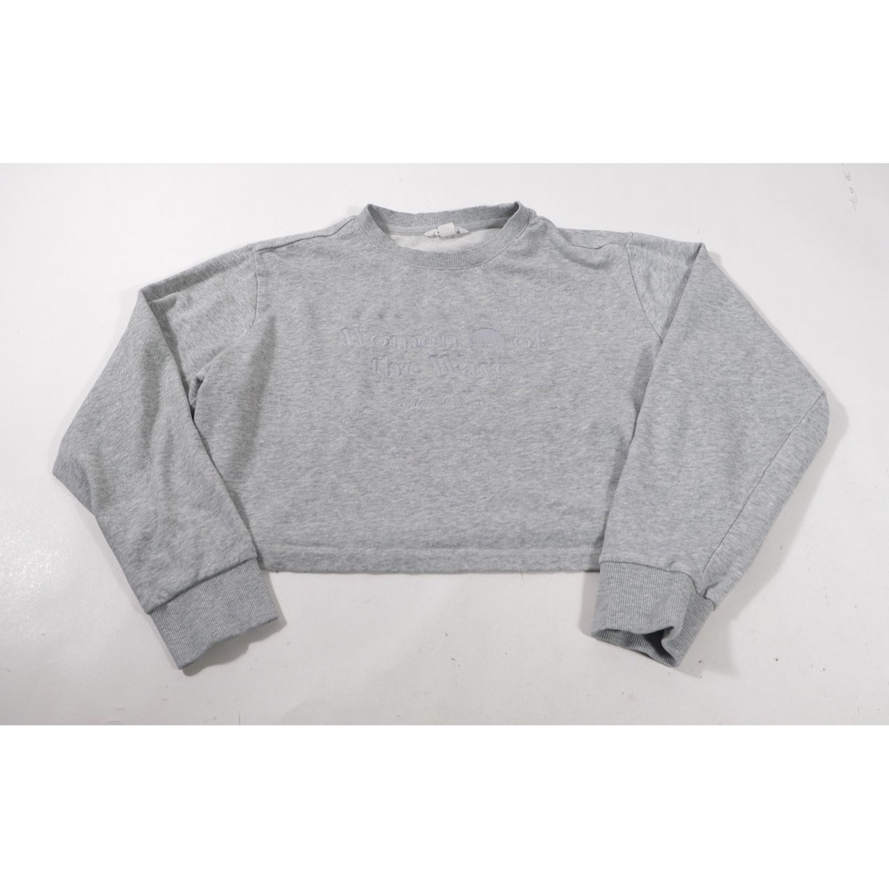 O'Neill Sweatshirt Womens M Gray Women Of The Wave Cropped Embroidered Pullover